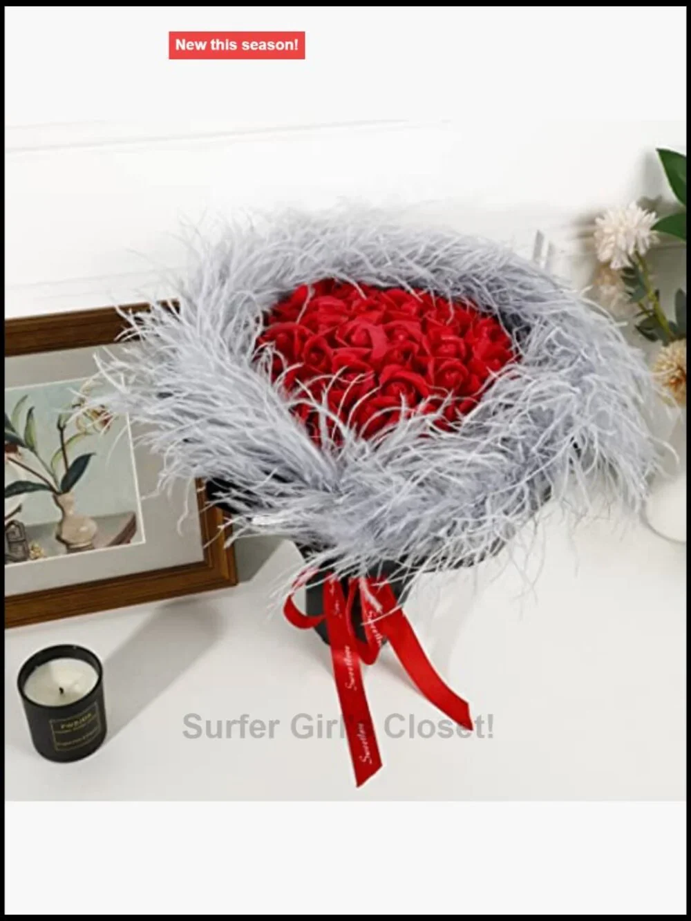 Grey Ostrich Feather Boa 2 Yards Long Fluffy Scarf Party Accessory DIY Craft